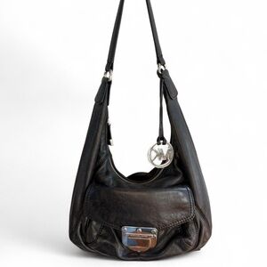 Vintage Michael Kors Black Leather Hobo Shoulder Bag